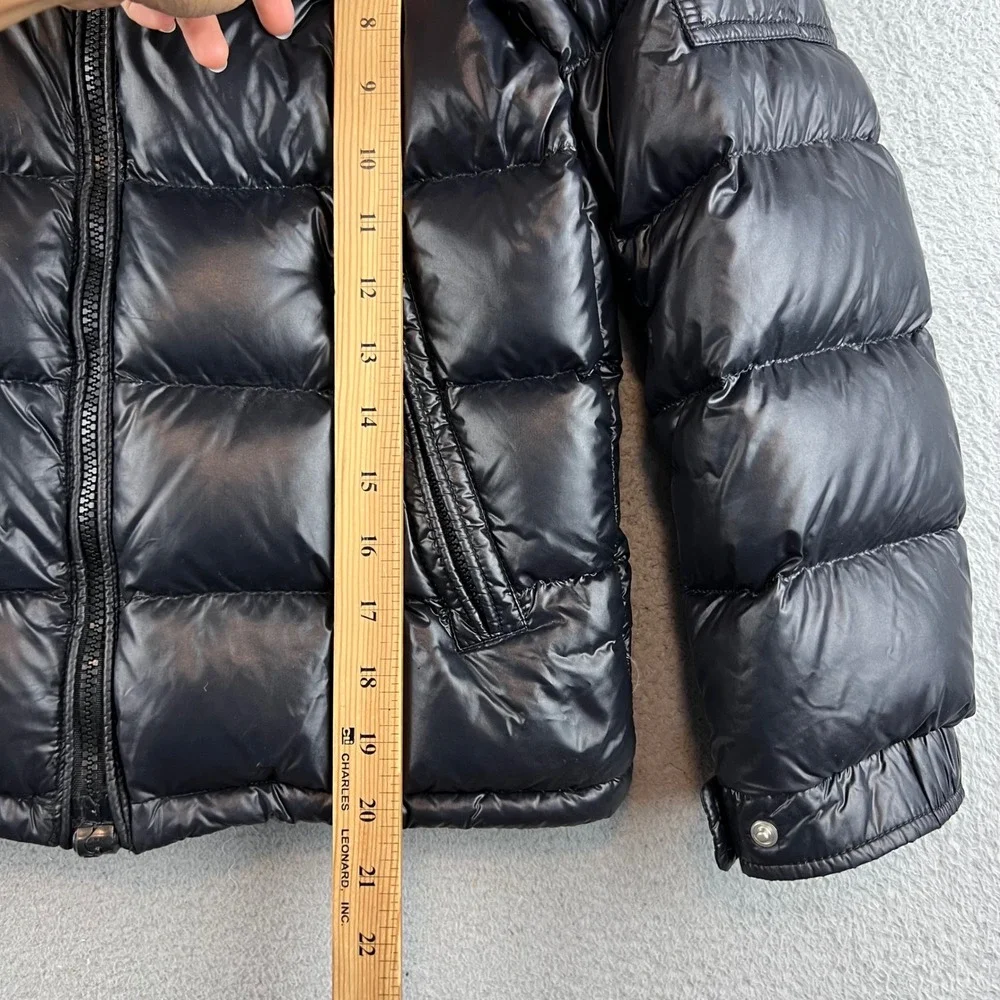 Moncler Maya Kids Puffer Jacket Black Glossy Down Coat Size 10A